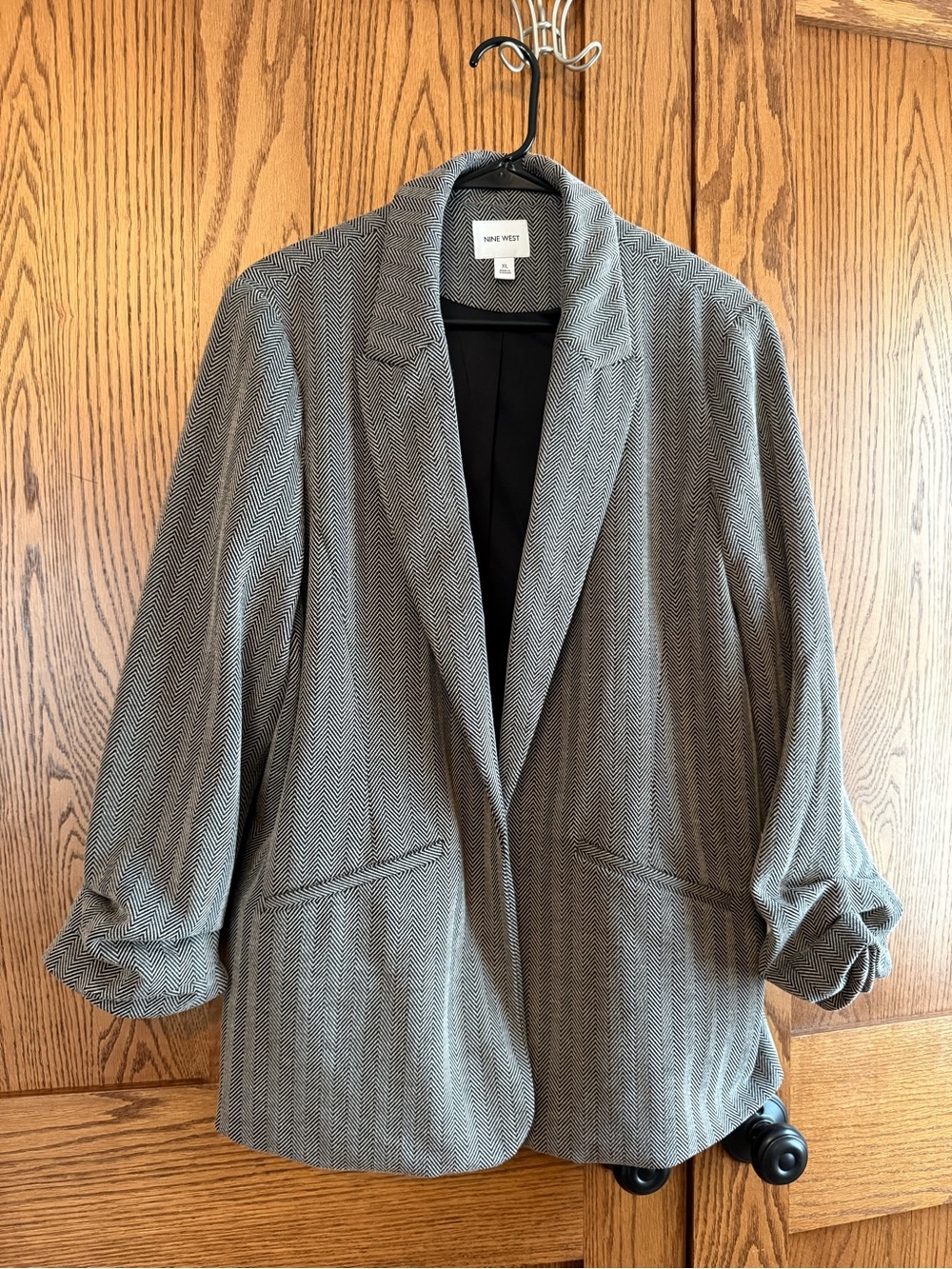 Nine West Gray Herringbone Blazer Jacket